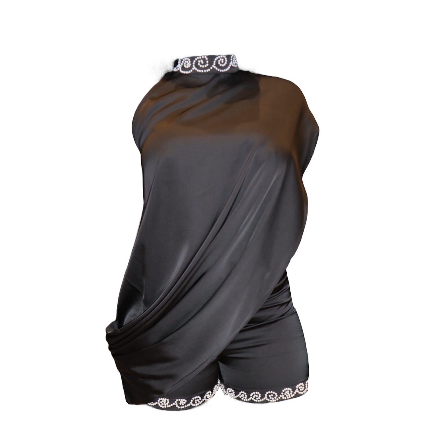 ND Black Mirage Pearl Hem Satin Shorts (part of a set)